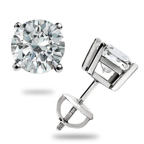 Real 1/2CT Round Brilliant Cut Diamond Stud Earring In 14K Gold Lab Created VS - GoldenlinQ